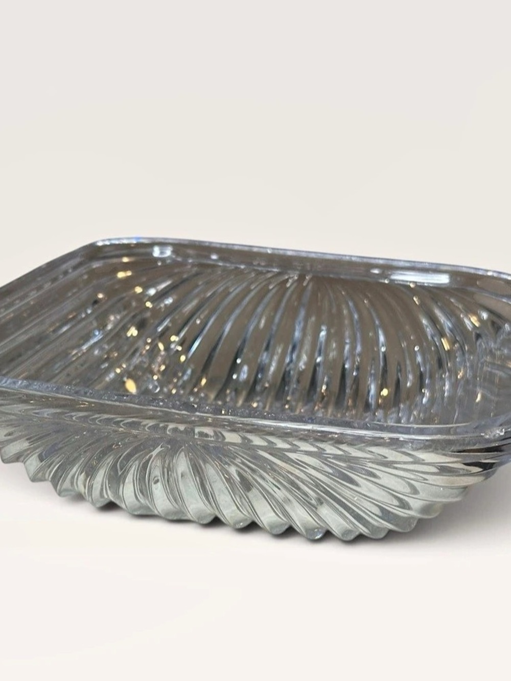 Villeroy & Boch Quadra Crystal Reeded Square Bowl MCM Style Decor